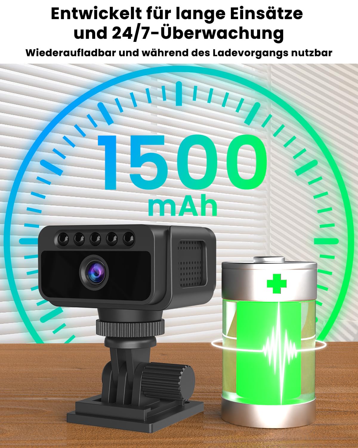 Bextgoo Mini Überwachungskamera Ohne WLAN, 4K Mini Kamera Überwachung Innen Akku, WLAN/AP Hotspot/Offline, mit Nachtsicht, Magnet Halterung, Kleine Kamera für Innen und Außenbereich, Tiefschwarz