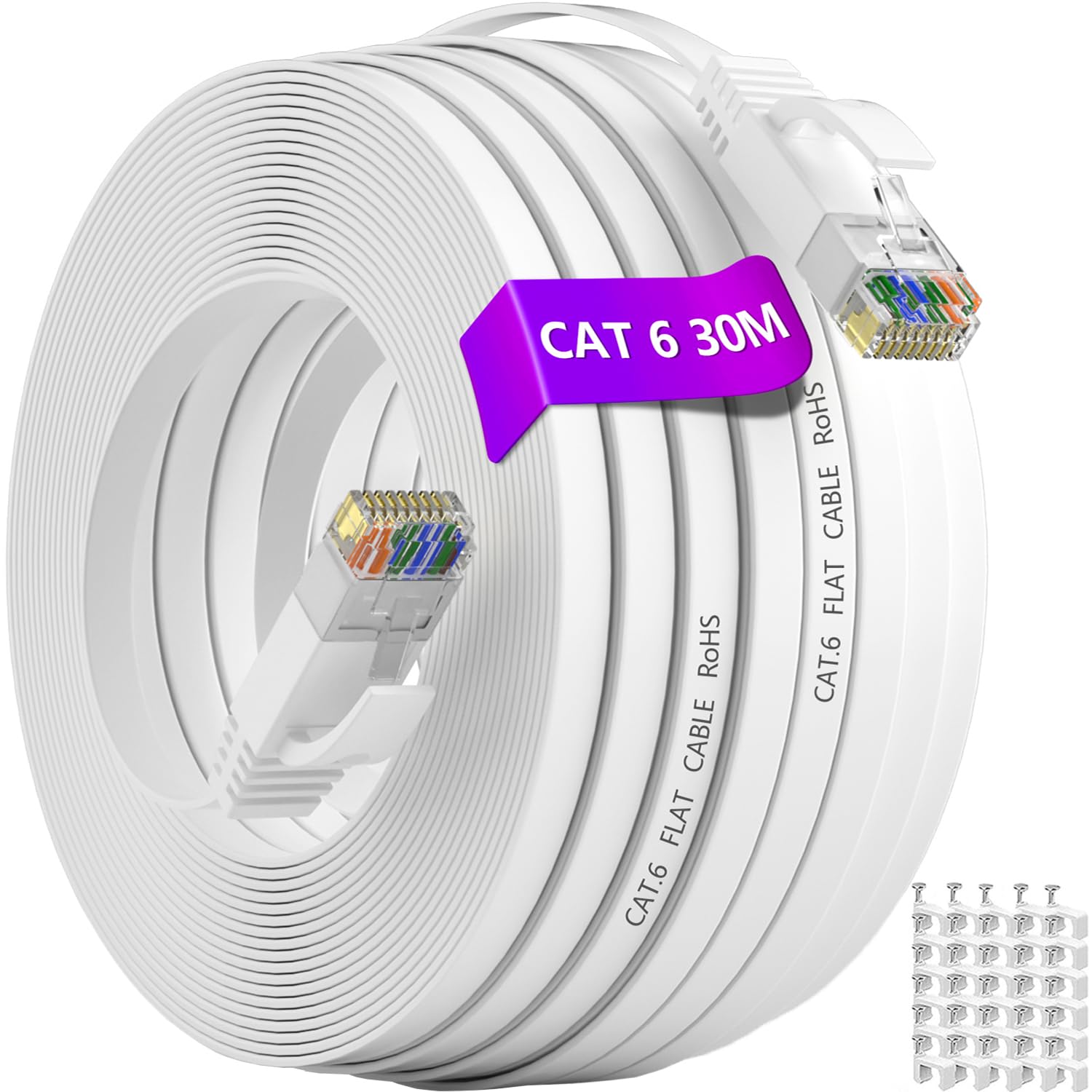 Soibke Ethernet Cable 30m Cat6, Internet Cable 30m High Speed