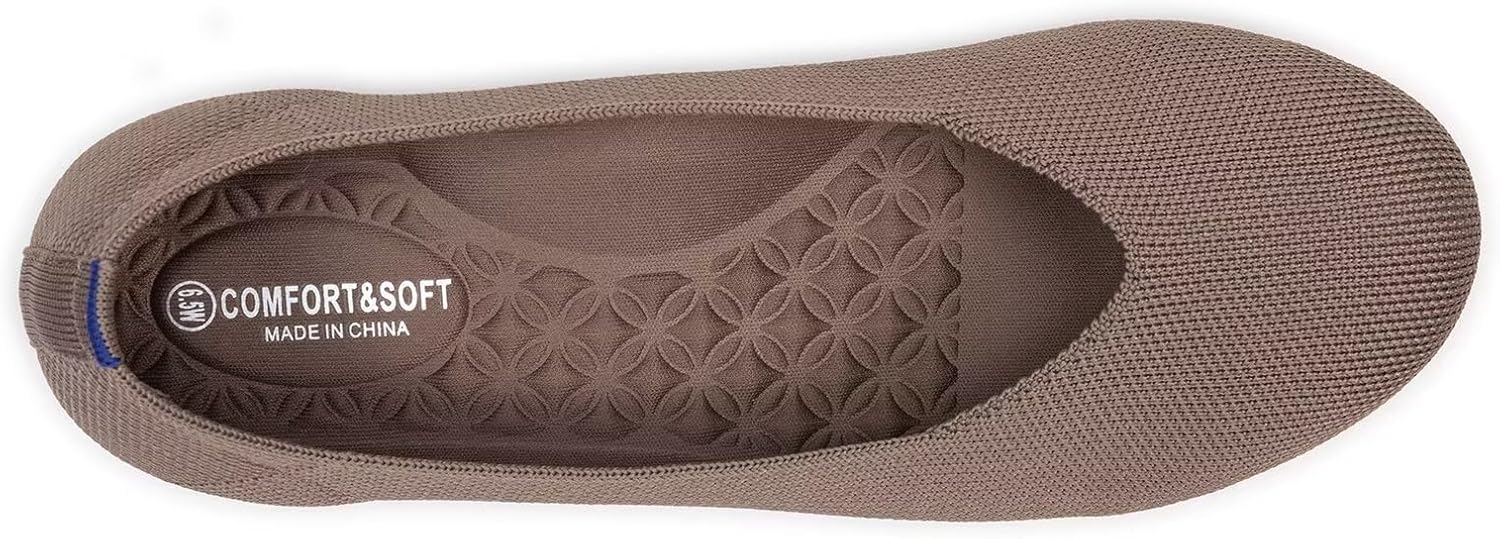 Frank Mully Women's Wide Width Flats Ballet Flats Round Toe Knit Flat Shoes with Arch Support Wide Toe Box