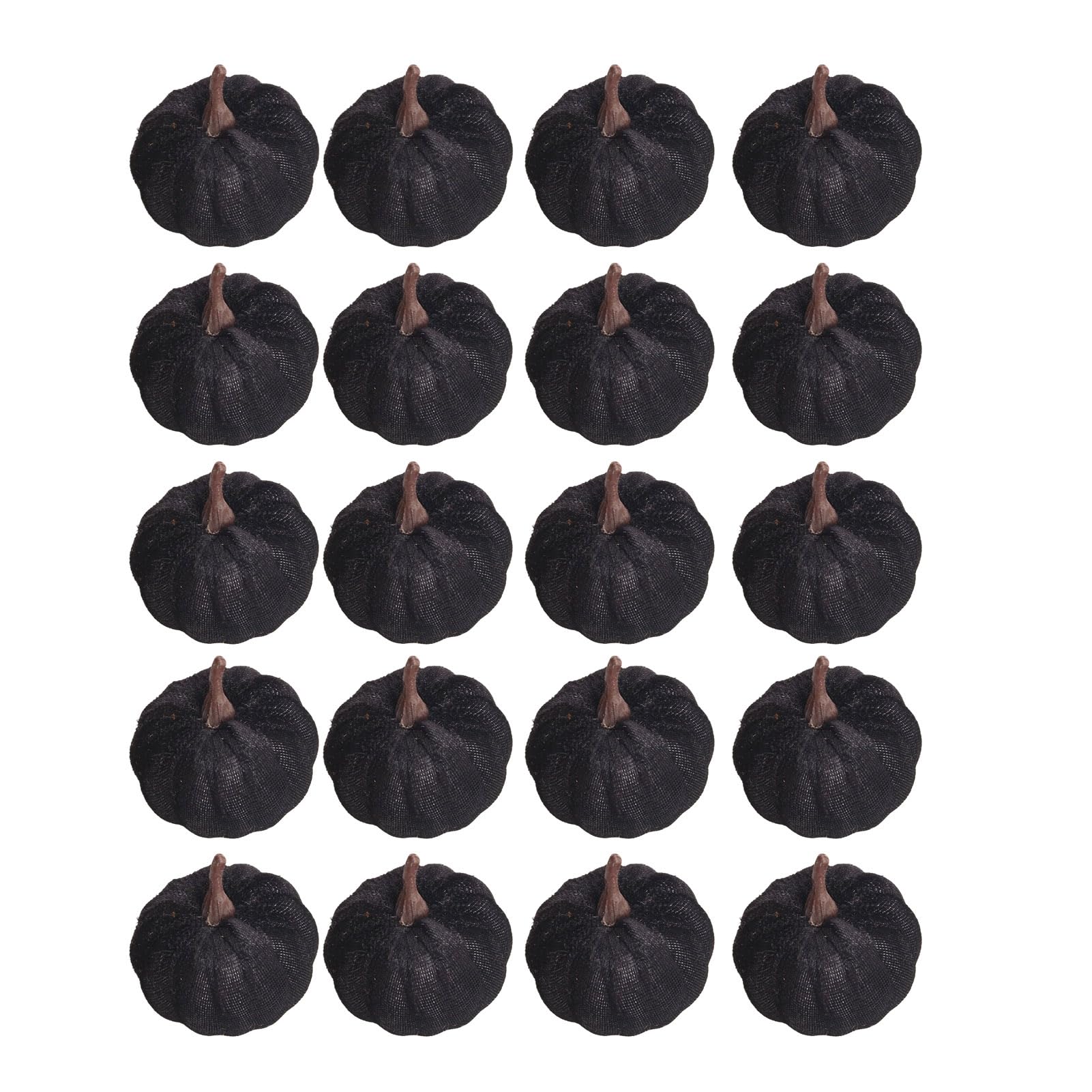 pidodou 20PCS Velvet Pumpkin Decorative Ornaments, Multi-Color Artificial Fall Harvest Decor for Mantel Table Shelf, Farmhouse Table Centerpiece for Thanksgiving Halloween Decor Black