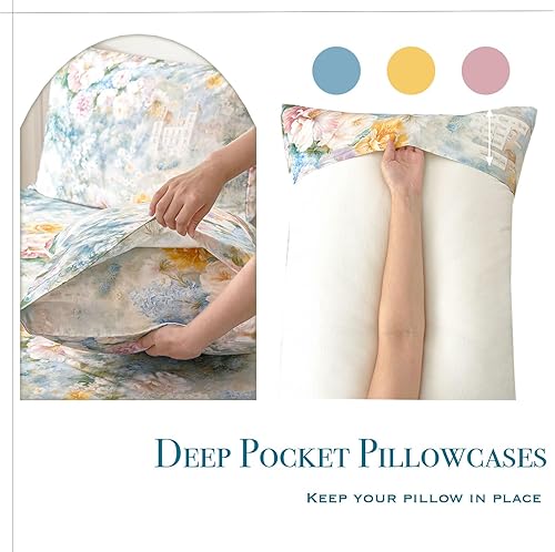 Miniatura 4 de Zusbest Juego de sábanas de lujo tamaño King, 100% algodón, tejido de satén suave transpirable para personas que duermen con calor, románticas