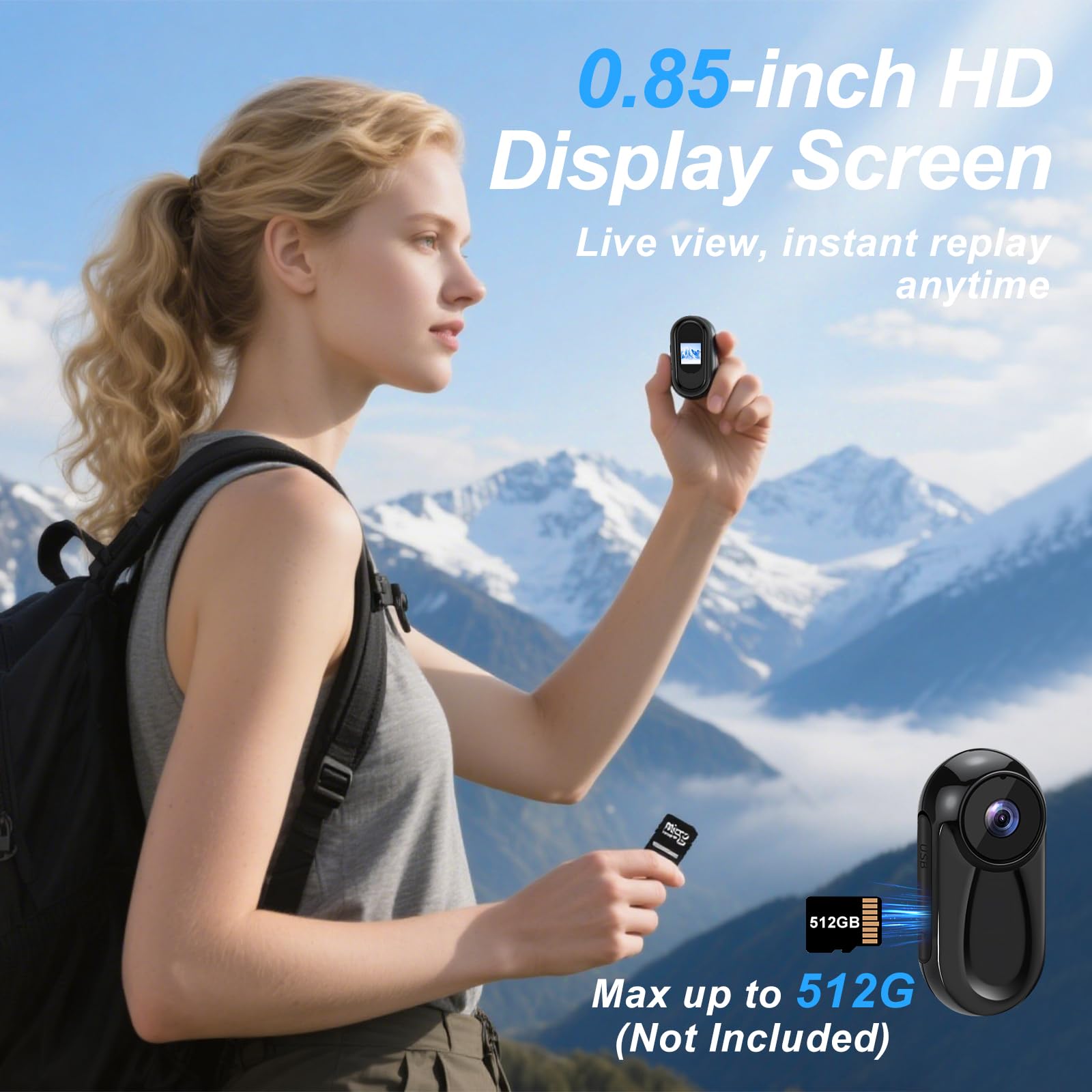 Mini Caméra d'action,Camera Vlog Petite-caméra d'action Portable | Mini Caméra Sport 1080P Camera de Poche pour Casque,Minicaméra Sportive Vidéocam Portable Moto,Mini Caméscope Vidéo Velo