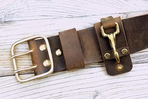 Miniatura 3 de Heavy duty full grain leather belt key clip, retro distressed leather belt key holder - BA05KC