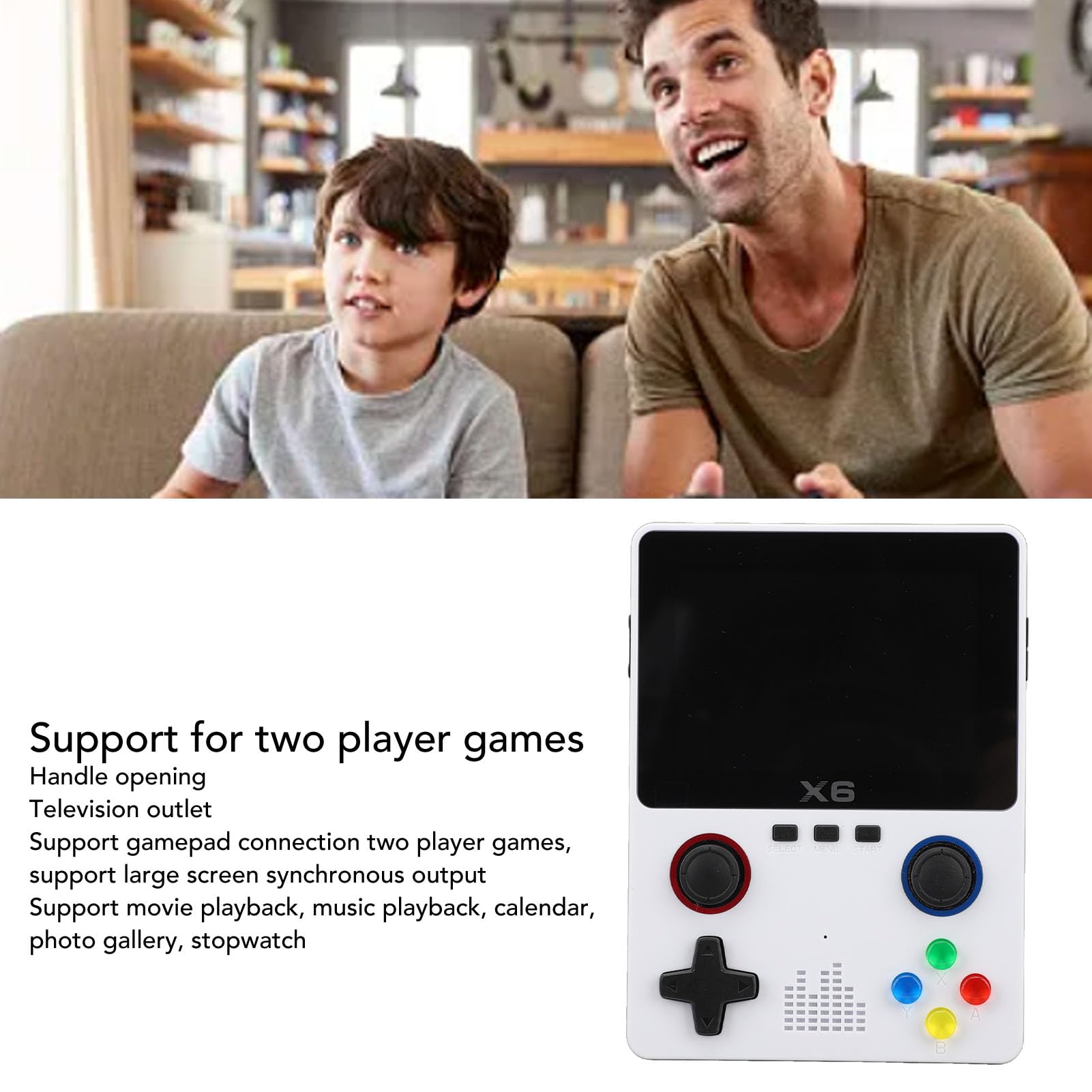 Console di Gioco retrò Portatile con Schermo Ad Alta Risoluzione per Giochi per Adulti, Supporto Giochi di Emulazione per 2 Giocatori - Schermo ABS - 3,5 Pollici - 32G (WHITE)