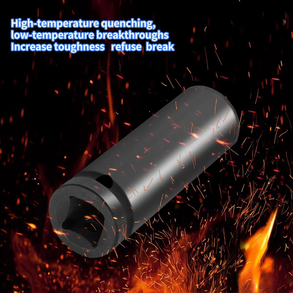 Meccion 1/2 Inch Drive Impact Socket 1 inch SAE, 6 Point Cr-Mo Deep Impact Socket, 78mm Length