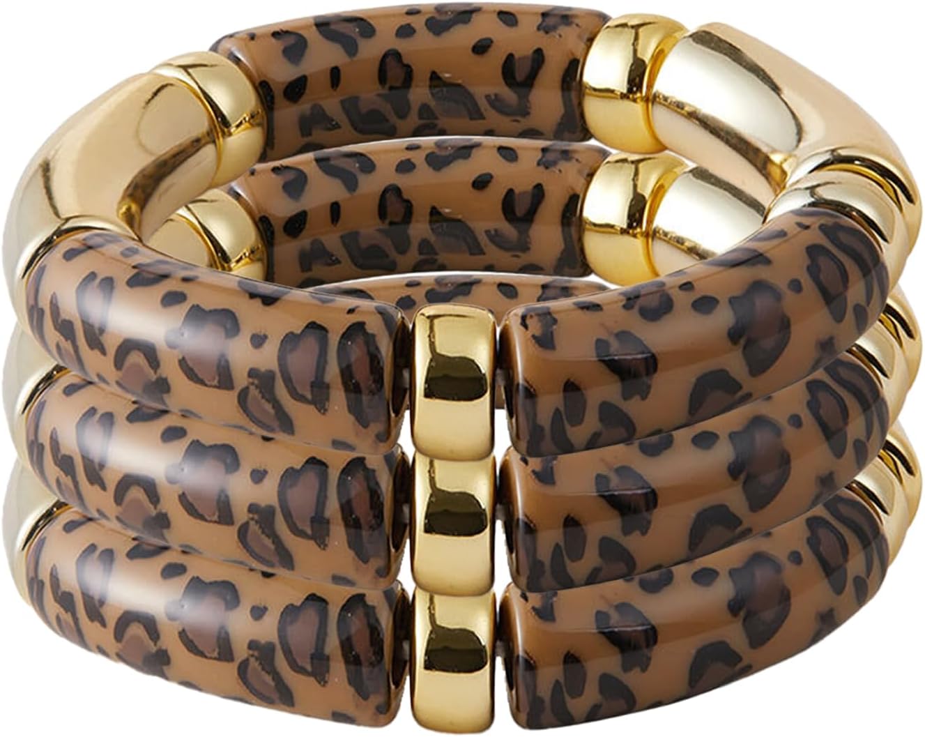 KOLODOGO 3PCS Chunky Bangles Bracelets for Women Stackable Chunky Bracelets Acrylic Bamboo Bracelet Stretch Bracelets for Women as Jewelry Gift