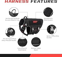 Vista 3 de Arnés táctico para perro, arnés para perro sin tirones, chaleco militar para perro con clips de metal ajustables, arnés reflectante para perros