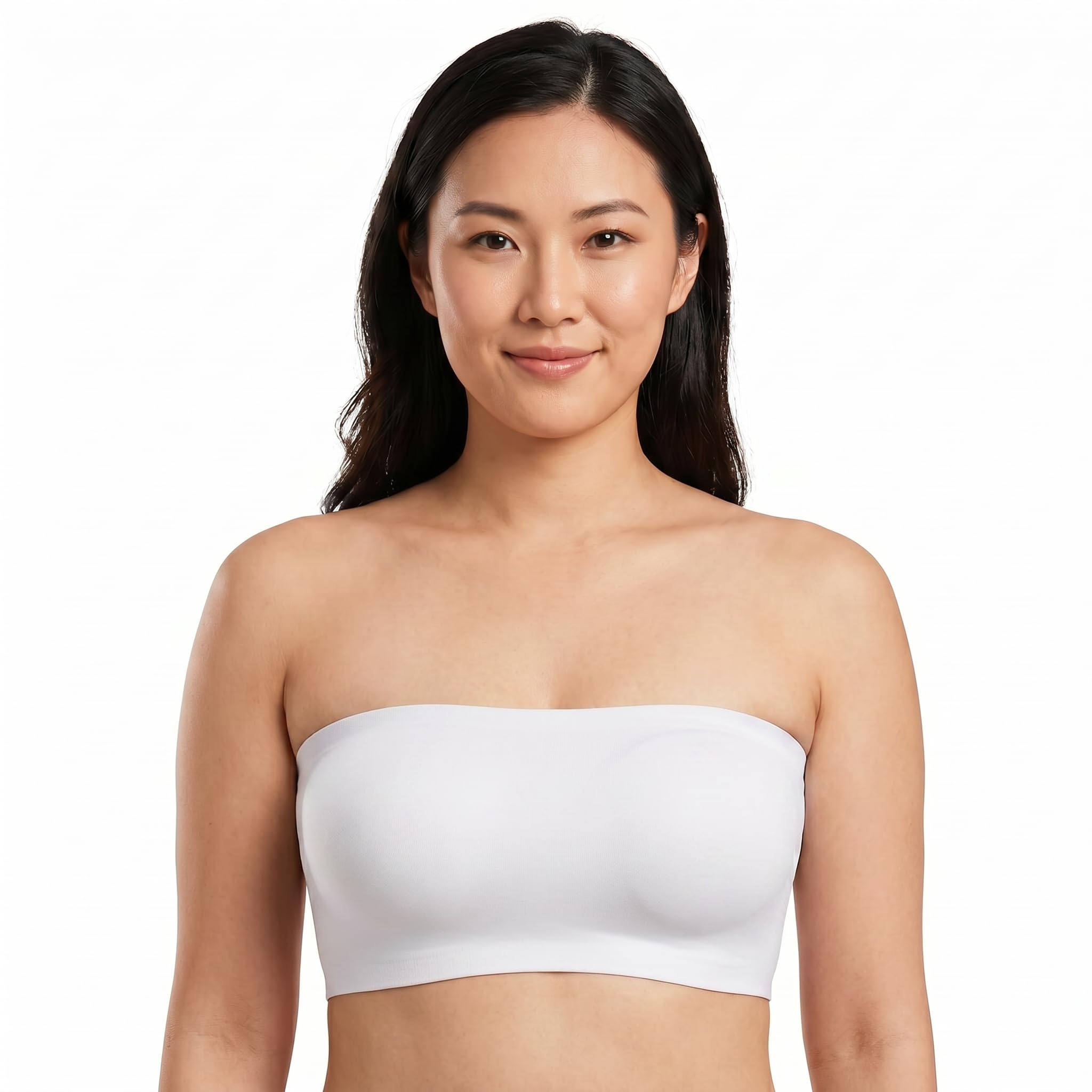 Women’s Ice Silk Bandeau Tube Bra | Strapless Padded Bra with Back Hook Closure-picture-40