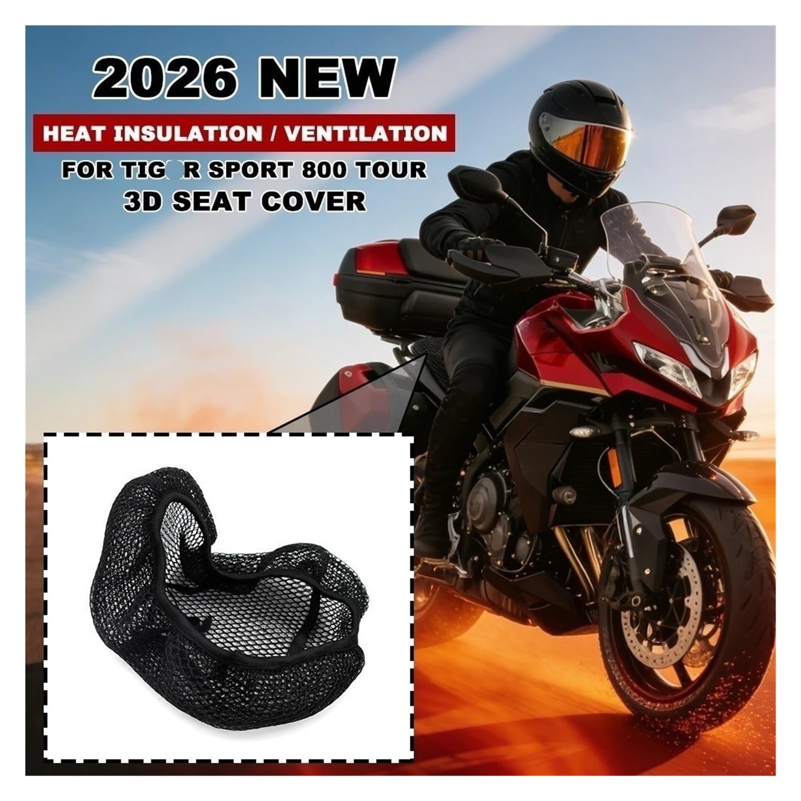 Motociclo Coprisedile Cuscino Coprisedile Per Moto In Rete Traspirante 3D Per Tiger Sport 800 Tour Copri Scooter Cuscino Griglia Antiscivolo