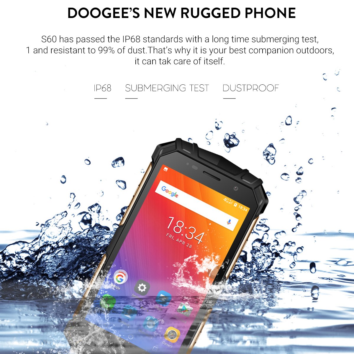 Doogee S60 akıllı telefon 4 G, 5,2 inç dokunmatik ekran, 64 GB