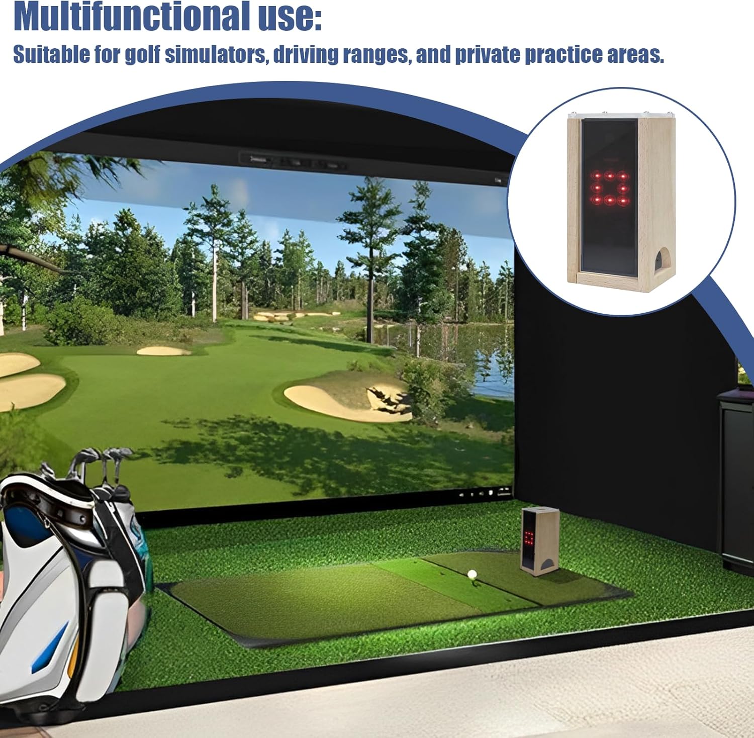 Protective Shield for Square Golf Launch Monitor, Golf Launch Monitor Case, Golf Simulator Enclosure, Portable Golf Tee Monitor Protective Case, Suitable for Indoor and Outdoor Use