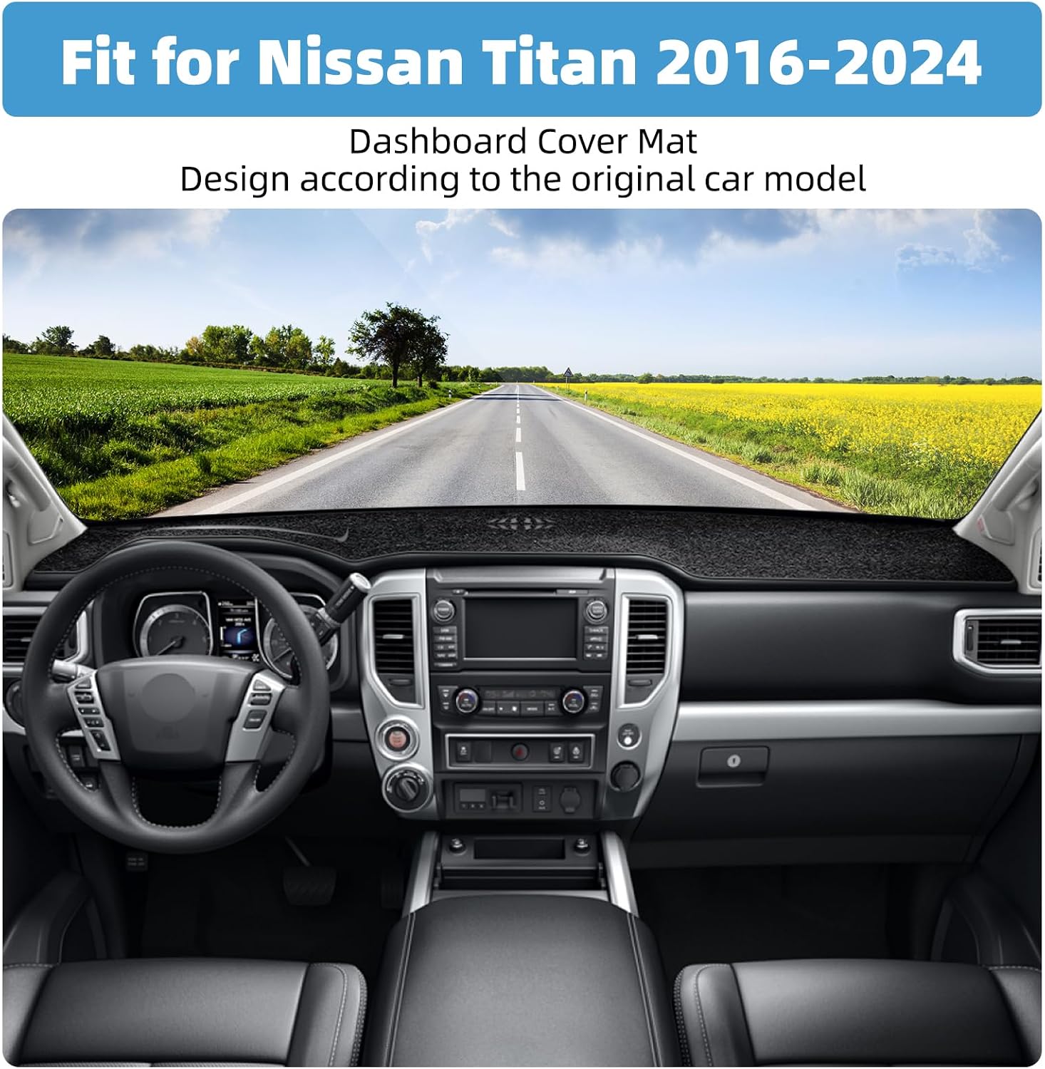 Dash Cover Mat Compatible with Nissan Titan 2016-2024 Non-Slip Dashboard Cover Mat Sunshade UV Rays Protector Interior Accessories