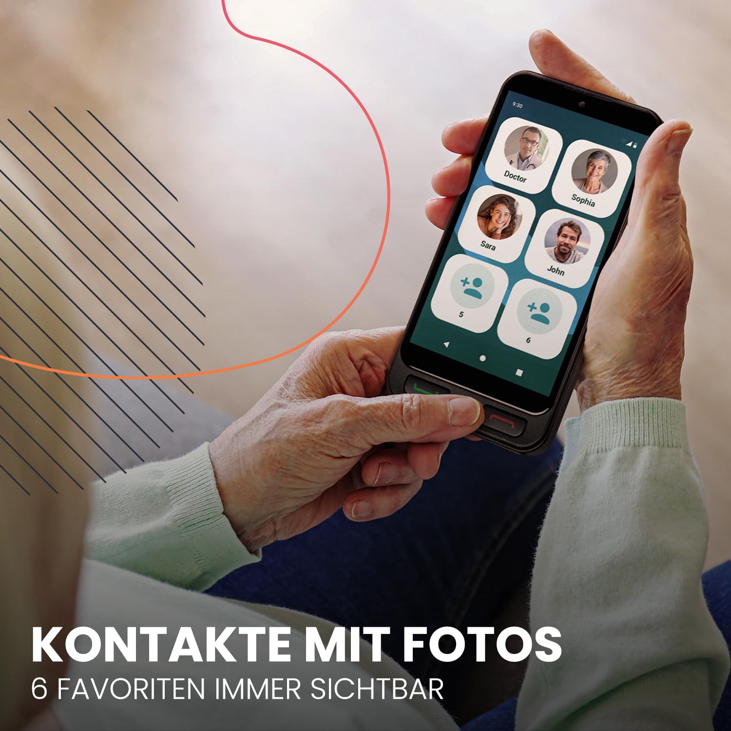 SPC Zeus 2 + Handyhülle | Smartphone für Senioren Kompatible mit App Fernverwaltung und -ortung | Easy-Mode, physische Tasten, XXL-Symbole | 5" Display, Dual-Kamera, 64GB | Ladestation, SOS-Taste