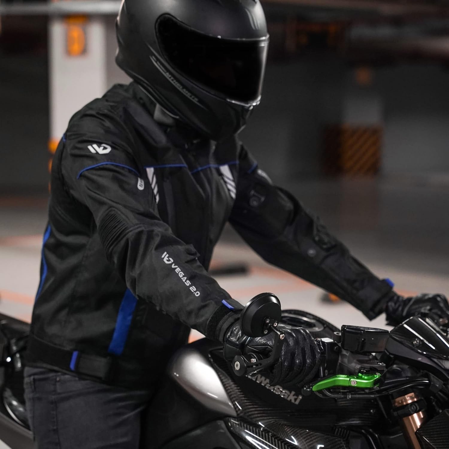 WD Motorcycle Jacket for Men CE Armoured Motorcycle Gear with padding, Breathable Cordura Fabric, Reflective Jacket for Night Visibility Powersports Protective Jackets Vegas 2.0 - (Blue, Small)