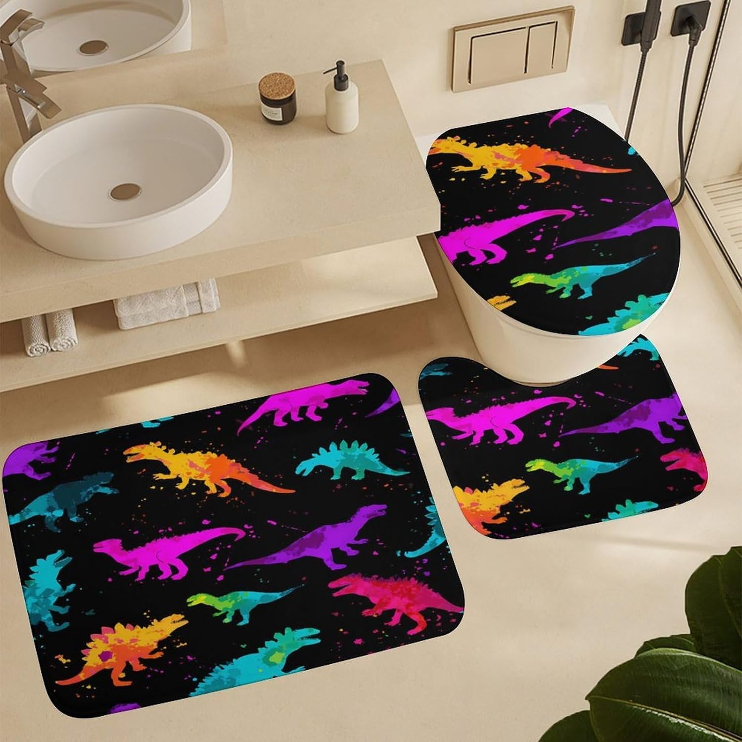 Colorful Neon Dinosaurs Boys Girls Short Sleeve Shirts Graphic T-Shirts Crewneck Casual Printed Tee