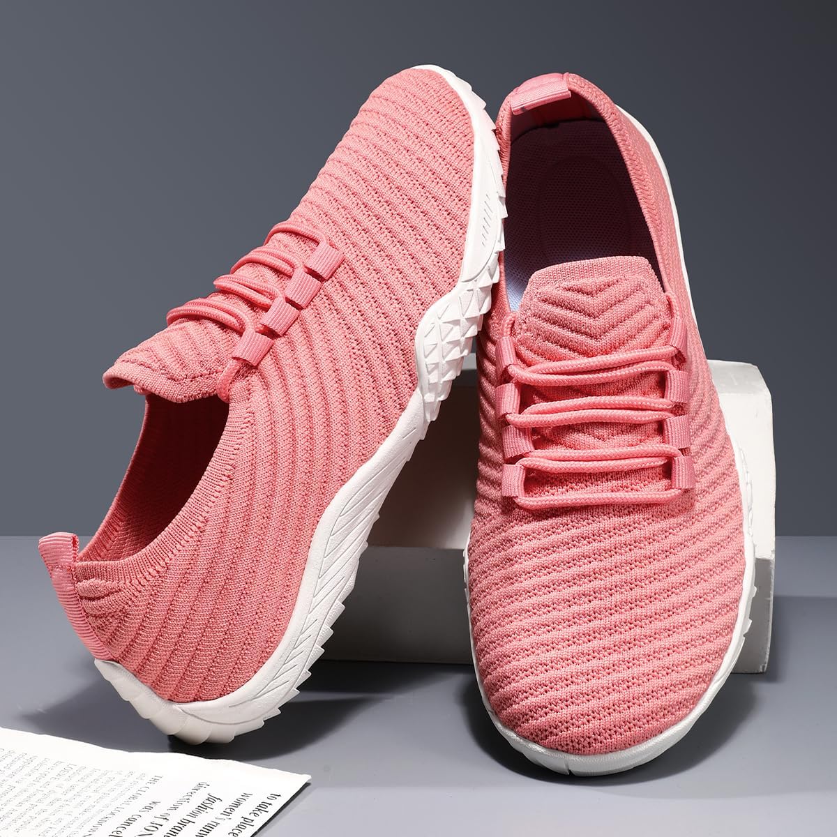 Womens Barefoot Shoes Minimalist Walking Trainers Zero Drop Sole Slip On Yoga Casual Sneakers Lightweight Breathable Indoor House Shoes Coral_Red_W Size US 8 - Image 5