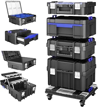 5-Layer Tool Box with Wheels Stackable Tool Box Empty Large