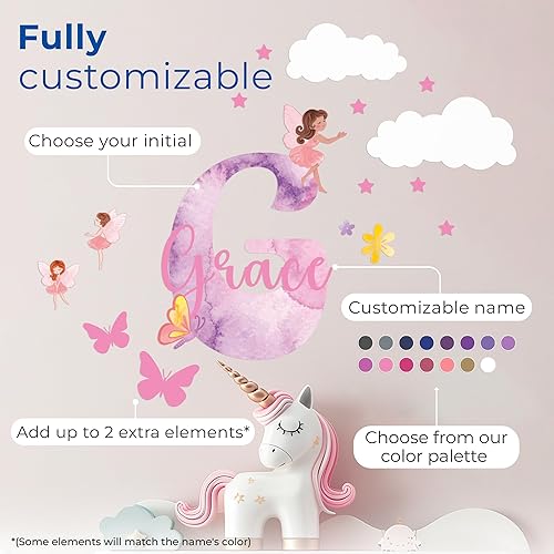 Miniatura 17 de Calcomanías personalizadas con nombre para decoración de pared, letrero de nombre personalizado para decoración de habitación, varios nombres B.