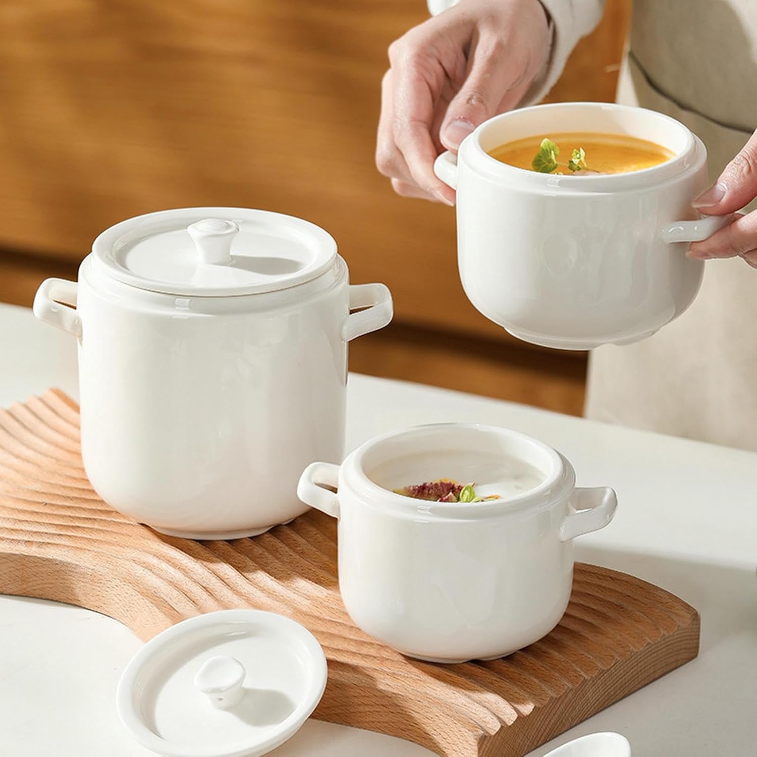 Chinese-style home health double-ear delicate and practical high-temperature and anti-scalding steamed egg bowl - Qin Se He Ming Xiao Hao