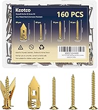 160Pcs Self Drilling Drywall Anchors with Screws Kit,Metal & Heavy Duty Grip Anchors for Wall,Sheetrock, Expansion Anchor Assorted Sizes for Picture Frames,Mirror,Cabinet, Shelves & Home Decor,