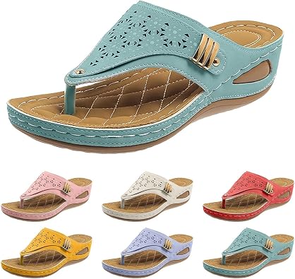Orthopedic Sandals for Women, Womens Orthotic Comfortable Flip Flops with Arch Support Breathable Mesh Hollow Summer Casual Beach Shoes Sandalias De Mujer