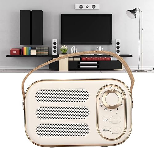 Miniatura 5 de Retro Bluetooth Speaker with HiFi Stereo Sound, Portable Wireless BT 5.0 Speaker with USB TF Card Aux Input, 6 Hour Playtime (White)