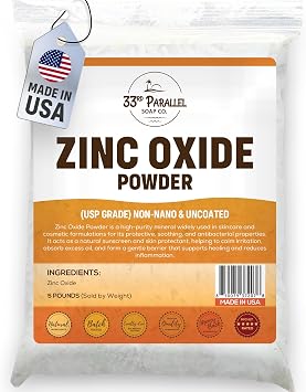 Zinc Oxide Powder USP Grade 5 lbs Zinc Dust | Non-Nano & Uncoated | Natural UV Protection, Soothes Irritation, Anti-Bacterial Mineral for Sunscreen, Creams, Balms & DIY Skincare | 5 POUNDS