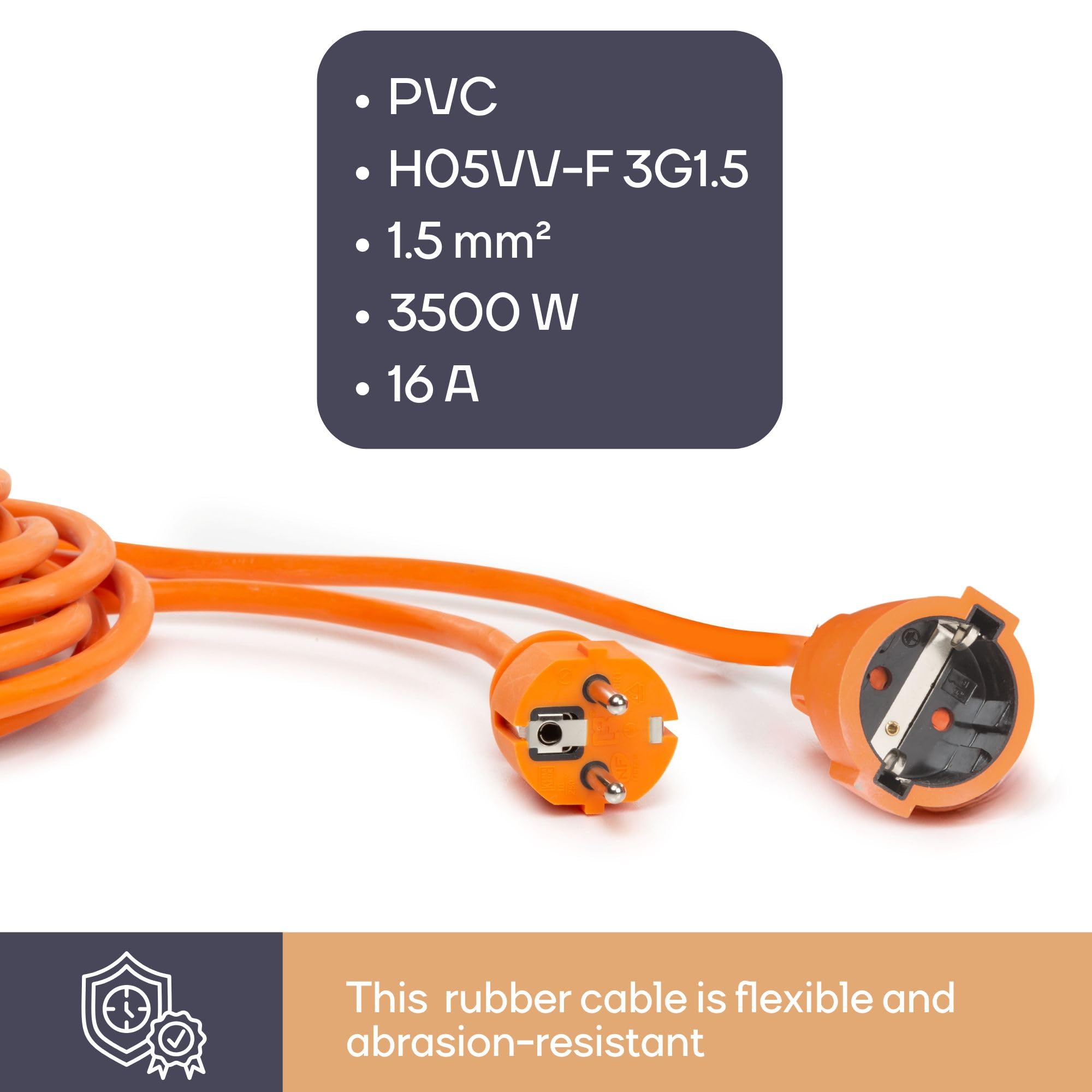 Perel EC40 de G cable de extensión, longitud de cable 40 m, color naranja