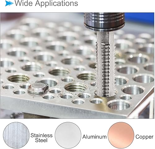Vista 14 de Grifos de fresado de rosca, rosca 2#-56 UNC 2A, máquina de acero de alta velocidad, herramienta de roscado de tornillos de 3 flautas rectas