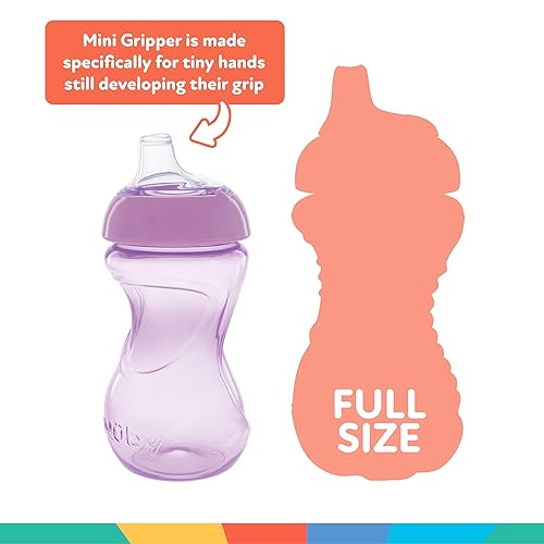 Miniatura 5 de Nuby Mini Gripper - Vasos antiderrames para bebés con boquilla suave, paquete de 3, 6 onzas, más de 6 meses, rosamoradoaguamarina