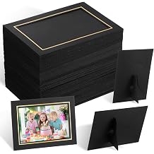 Tenceur 100 Pcs Paper Picture Frames Bulk with Easel 4 x 6 Inch Cardboard Standing Paper Photo Tabletop Wall Frames with Gold Lining DIY Craft Display GraduationBlack