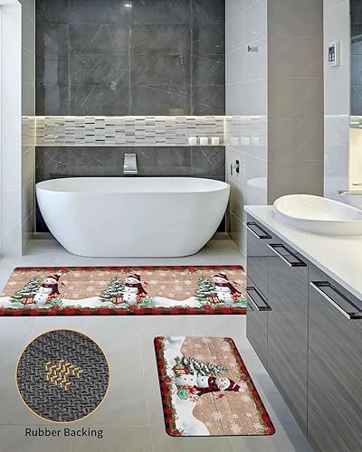 Miniatura 5 de Tapete de baño con diseño de muñeco de nieve para bañera, antideslizante, de secado rápido y absorbente, de tierra de diatomeas, tapete lavable para