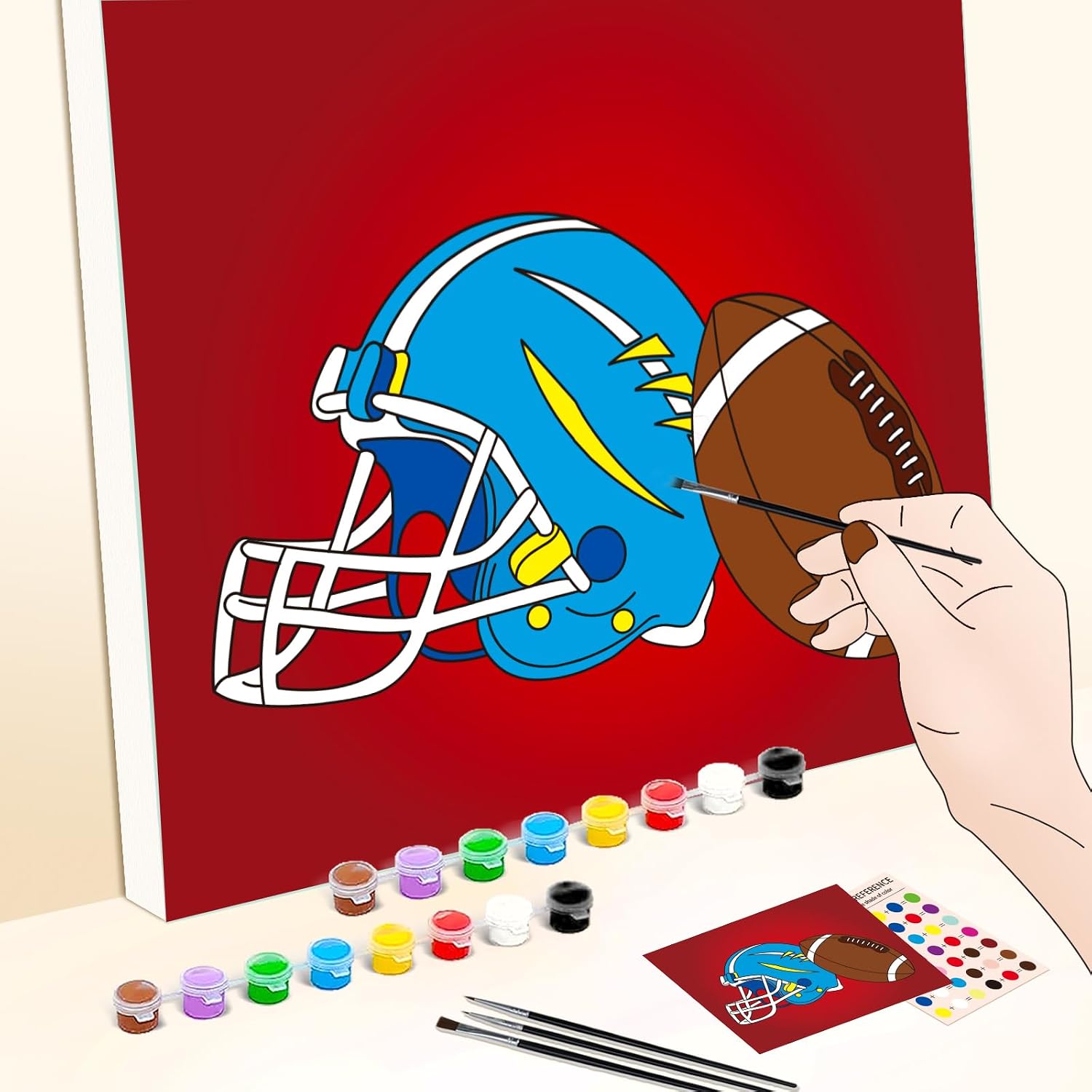 WEBEEDY 2 Pack Canvas Painting Kit, Pre Drawn Canvas to Paint 8x10 inch for Adults Paints Party, Paint and Sip Kit Rugby American Football Sports Birthday Party Supplies image 3
