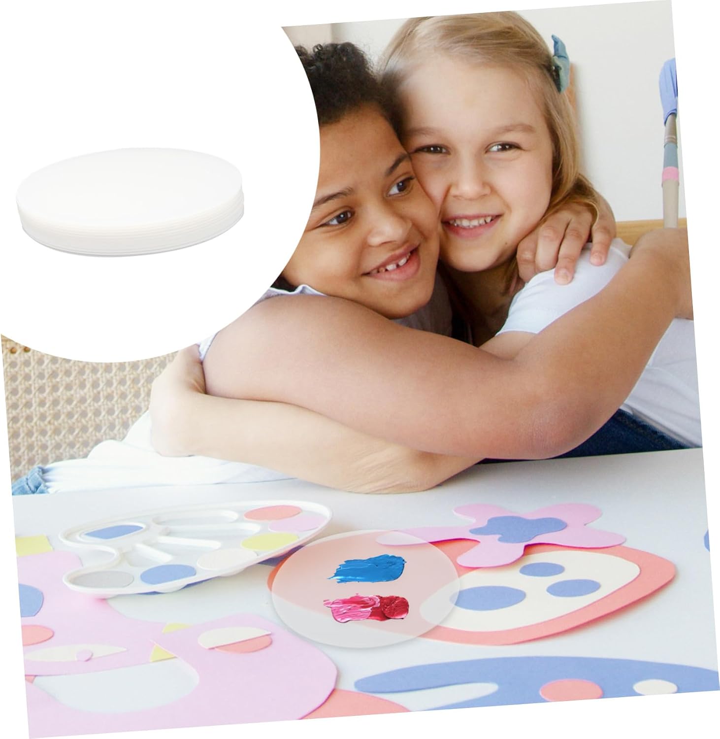 MAGICLULU 12pcs Round Acrylic Discs Smooth Edges for Mixing Paint and DIY Craft, Handmade Circular Acrylic Plates Suitable for Handicrafts and Painting Projects