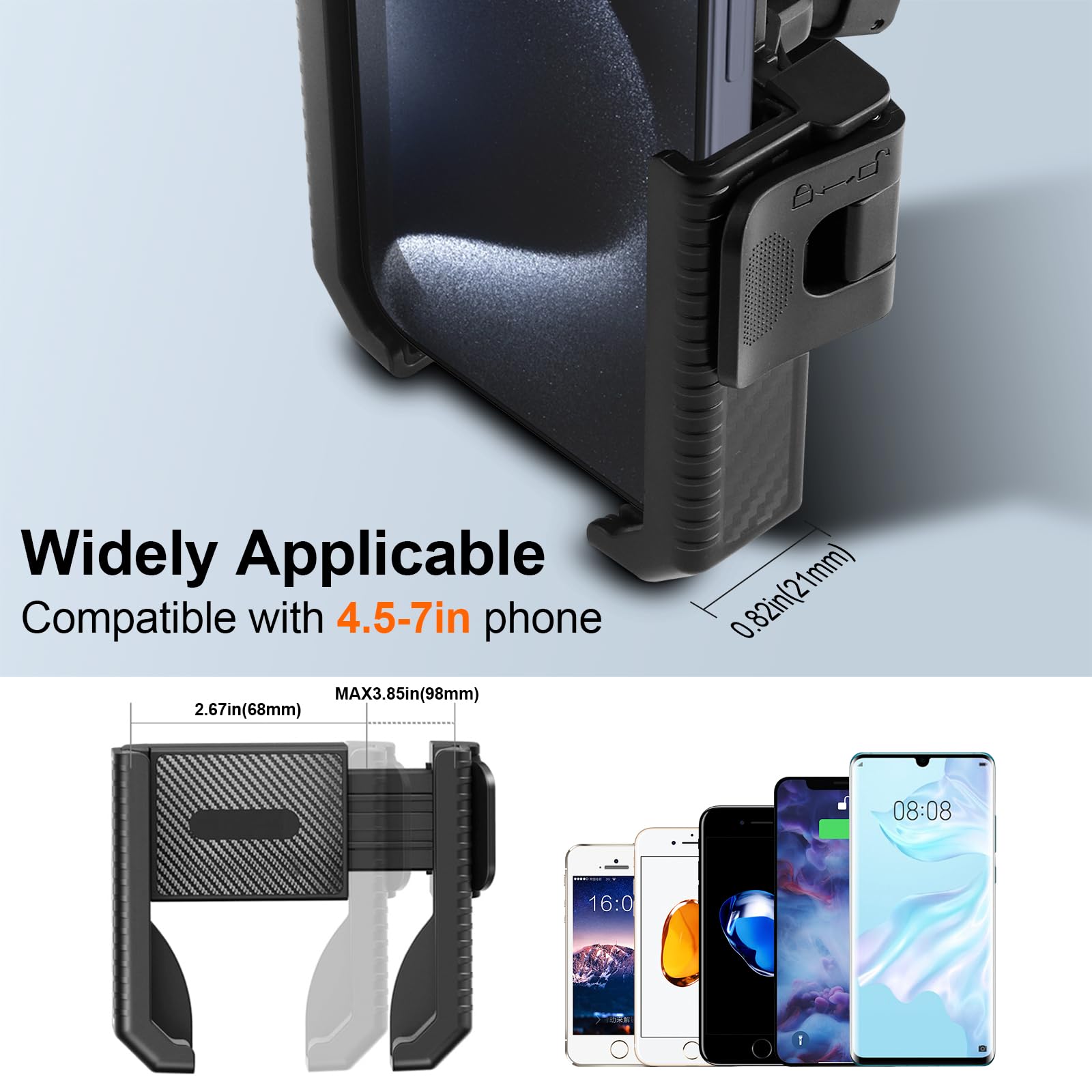 Uchwyt na telefon komórkowy na motocykl, uchwyt na telefon komórkowy na kierownicę roweru, uniwersalny uchwyt na telefon komórkowy obracany o 360°, uchwyt rowerowy na smartfon