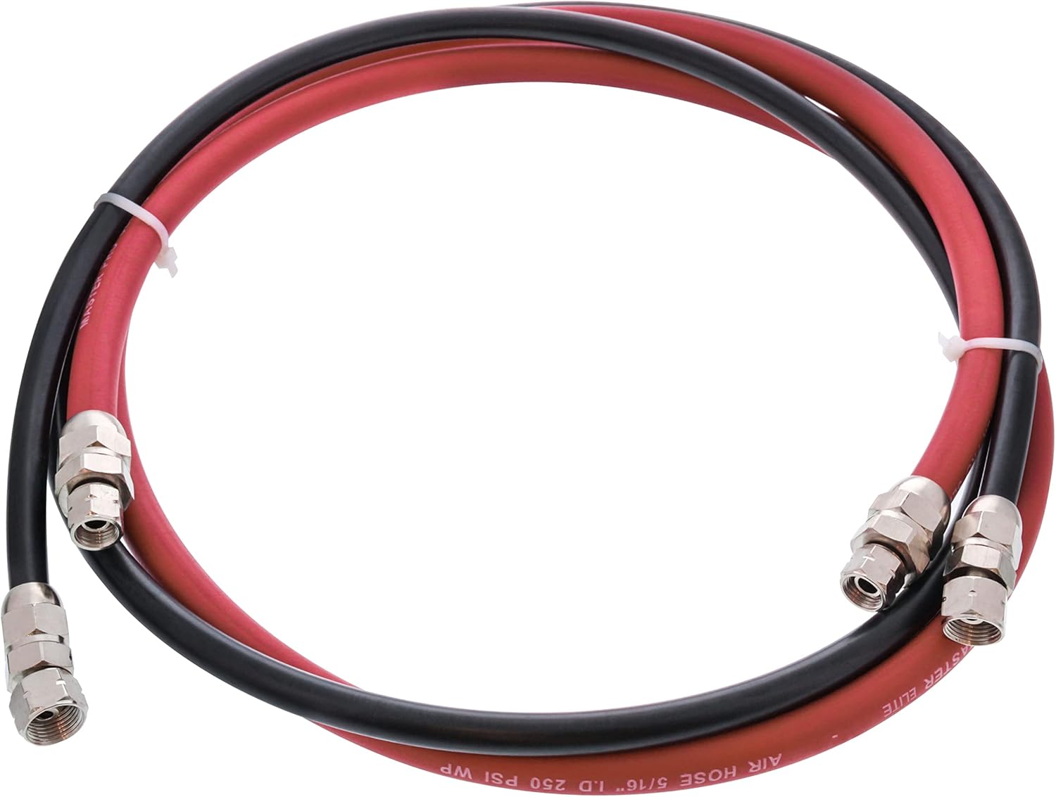 Master Elite Series 25 Foot Air and Fluid Hose Assembly Set with Fittings for Spray Guns, Paint Pressure Pot Tanks, Professional Heavy Duty - Air 3/8" NPS, 5/16" ID & Fluid Hose 1/4" NPS, 1/4" ID