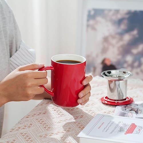 Miniatura 6 de Taza de té de porcelana con infusor y tapa, tetera con filtro y posavasos, máquina de té para hojas sueltas, 16 onzas para té, café, leche, para
