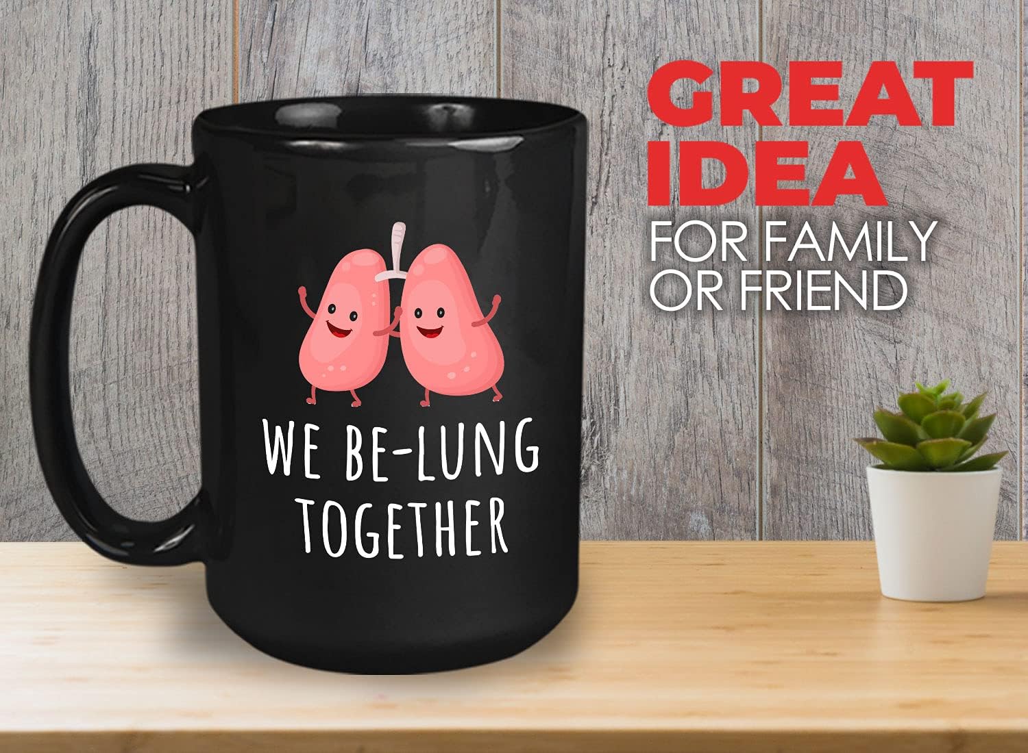 Bubble Hugs Medical Coffee Mug 15 Oz Black - We Be-Lung Together - Healthcare Funny Jokes Doctor Med Nursing Degree Pun