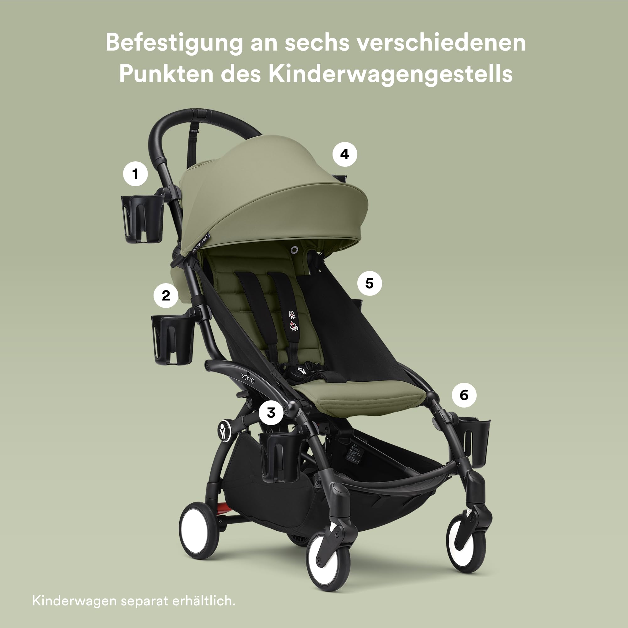 Stokke YOYO Becherhalter - Einfach an sechs verschiedenen Punkten am YOYO Kinderwagen zu befestigen