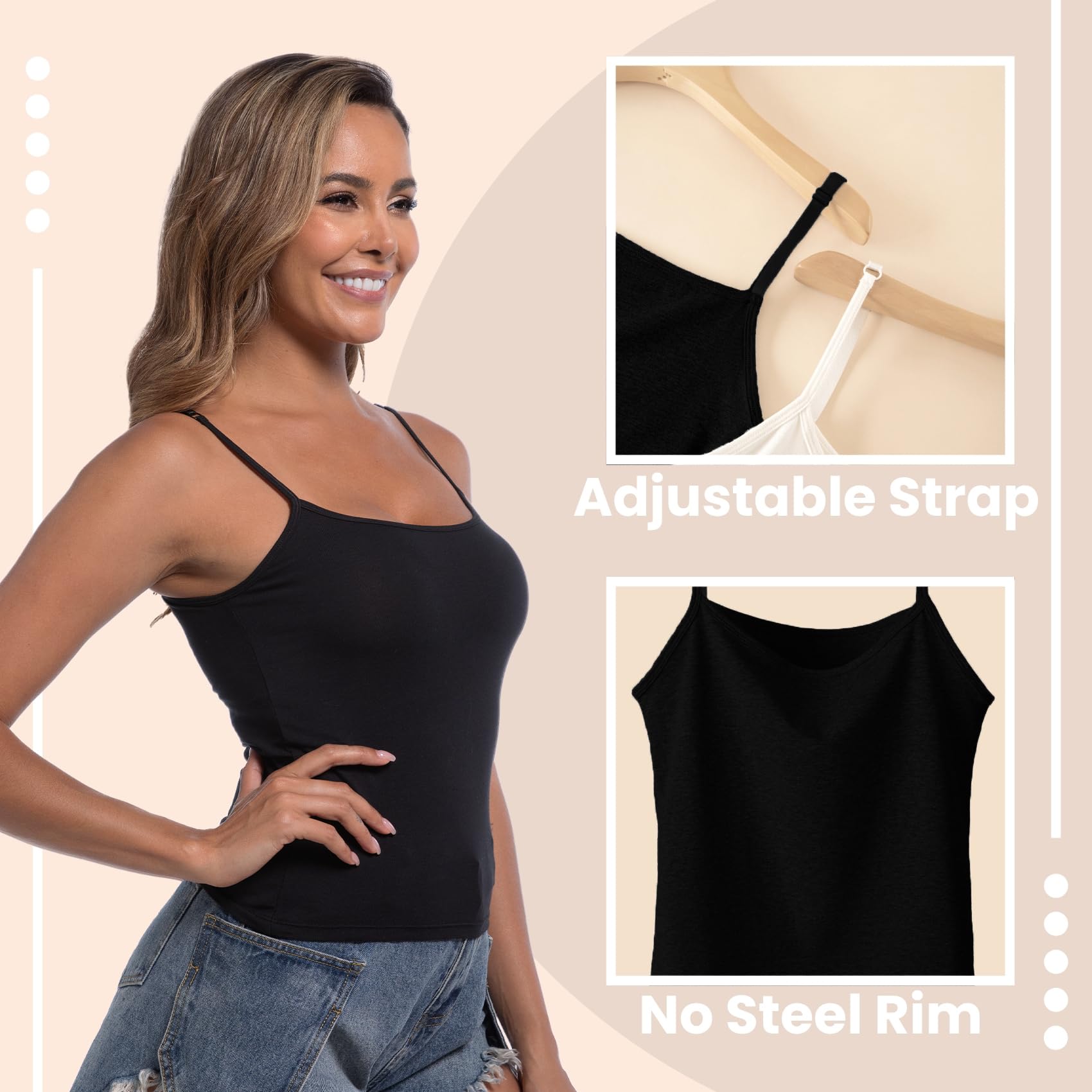 Camiseta de Tirantes Básica de Algodón para Mujer con Tirantes Ajustables sin Mangas Chaleco de Verano Suave y Ligero Ajustado y Casual Disponible en Pack de 3