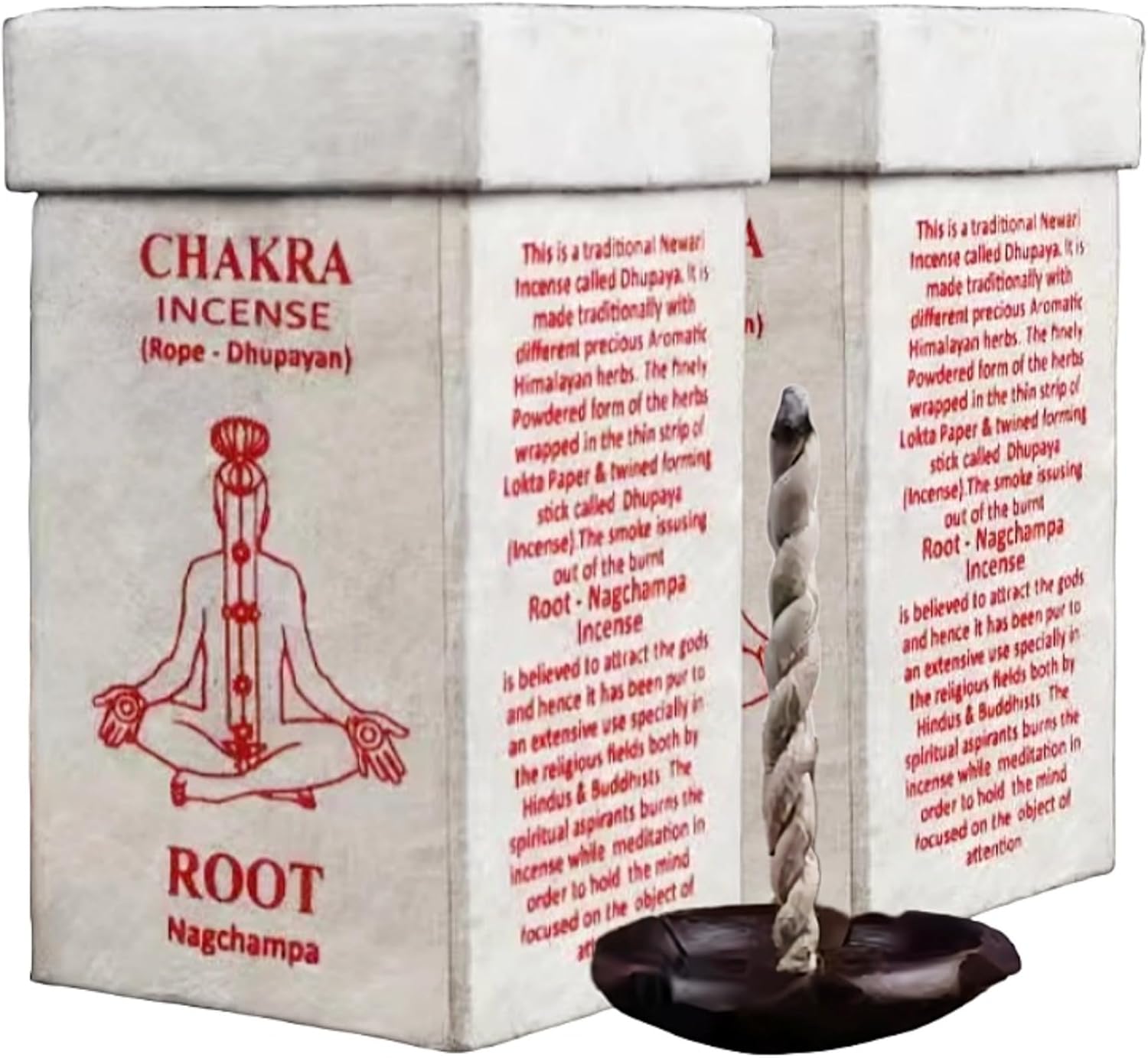 Fay Bless 2 PCS Handmade Rope Incense with Base from Nepal (Crown)