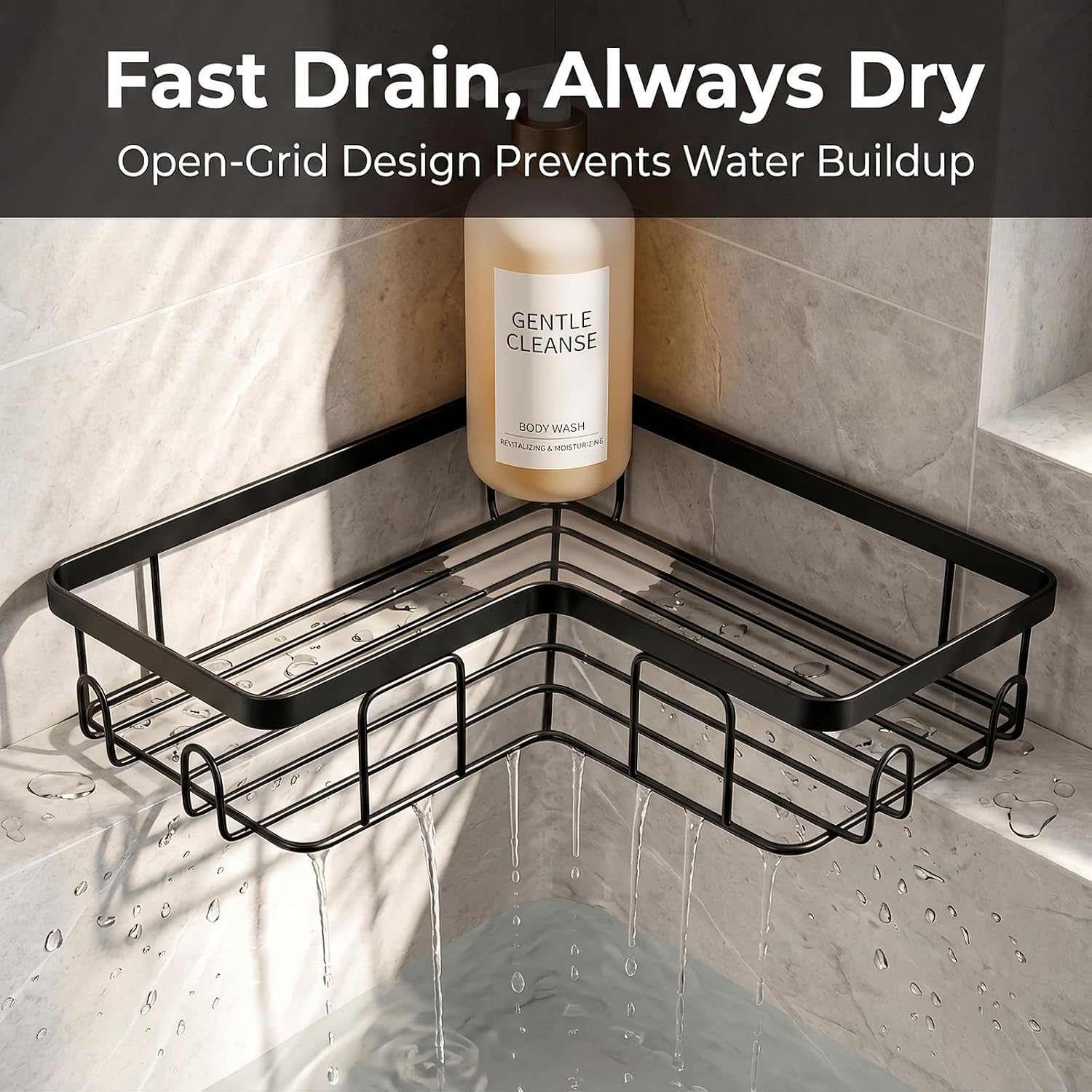 Shower Caddy 3+2 Packs, Corner Shower Caddy Black image 3