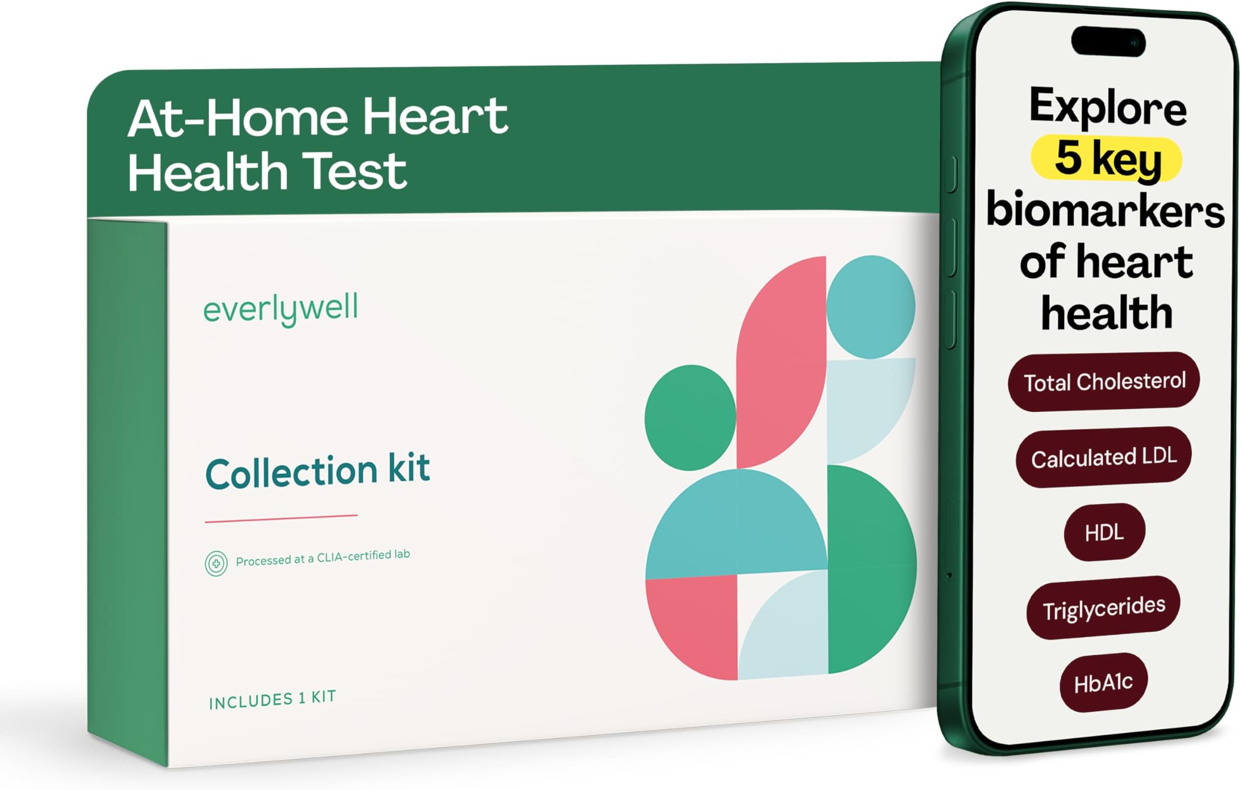 Everlywell Heart Health At-Home Lab Test for Women and Men, Measures Cholesterol, Triglyceride and HbA1c Levels, Accurate Blood Analysis, CLIA-Certified Lab Results Within Days, Ages 18 Plus