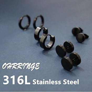 FOCALOOK Orecchini Uomo Cerchio In Acciaio Inossidabile, Orecchini - Foto 7