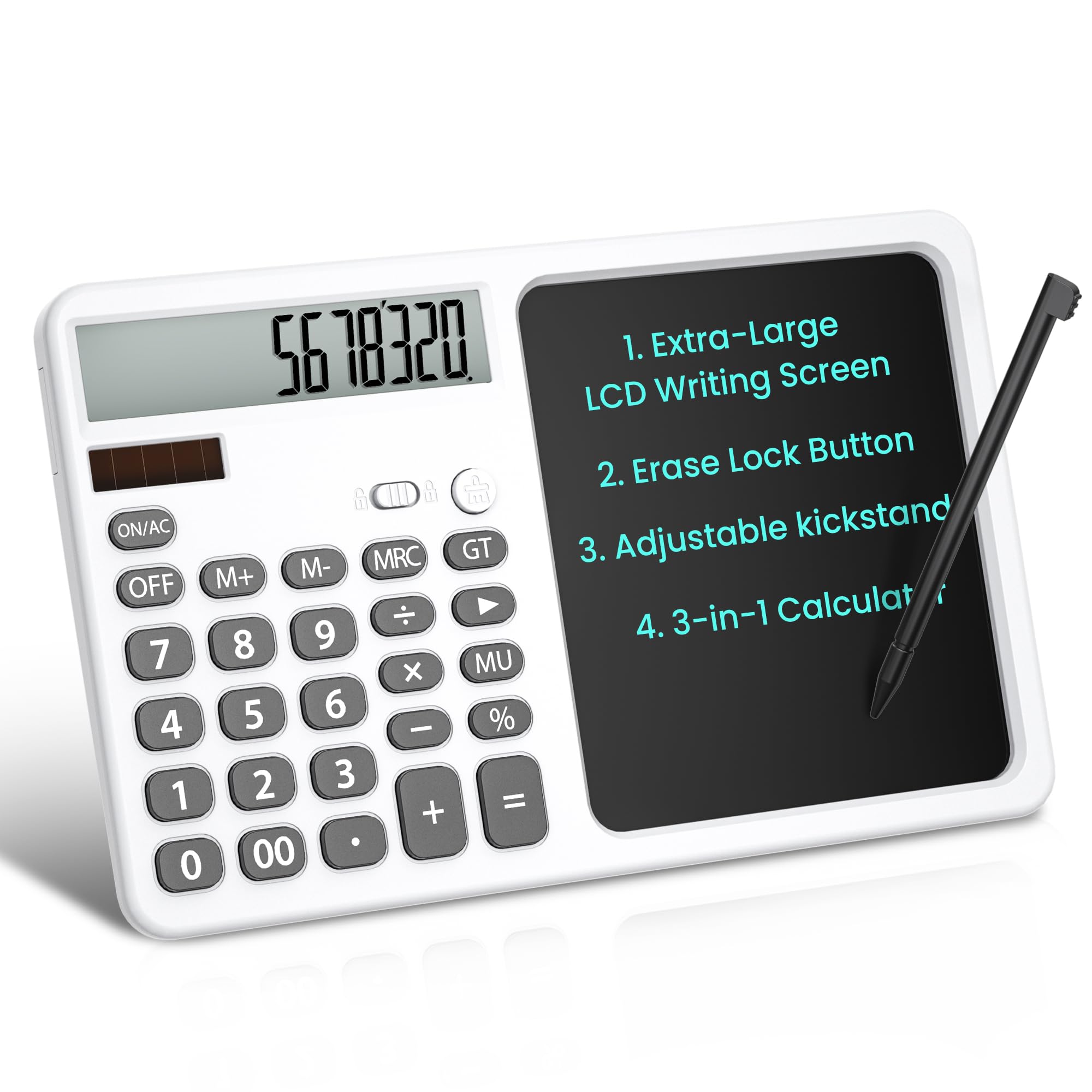 Calculatrice de bureau avec bloc-notes Blanc 01