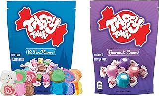 Taffy Town Salt Water Taffy - Assorted & Berries and Creme Bundle, 12 oz each, Total 24 oz