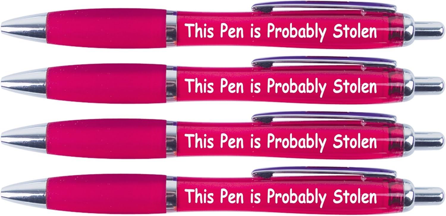 printedproducts This Pen Is Probably Stolen x 4. Funny Pens, Joke Pens Amazon.co.uk