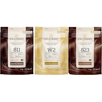 Callebaut Finest Belgian Dark Milk & White Chocolate - Finest Belgian Chocolate Callets 1 kg Each