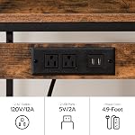 HOOBRO Bar Table and Chairs Set, 120CM Dining Table Set with Power Outlet and Footrest, 3-Piece Rectangular Pub Table Set, Space Saving for Kitchen, Living Room,Rustic Brown BF46UBT01