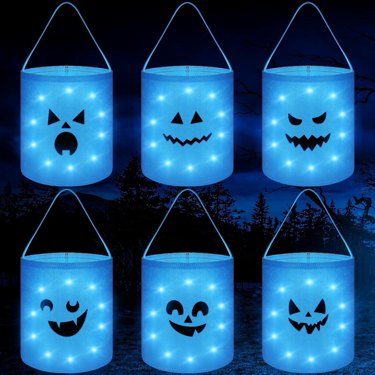 Woanger 6 Pcs LED Light Halloween Trick or Treat Bags